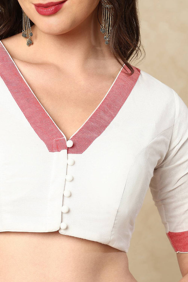 White Solid Cotton Blouse