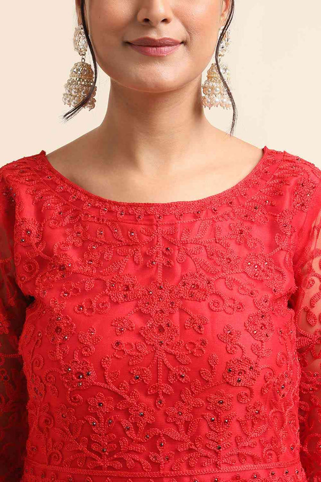 Red Net Party Wear Pakistani Salwar Suit