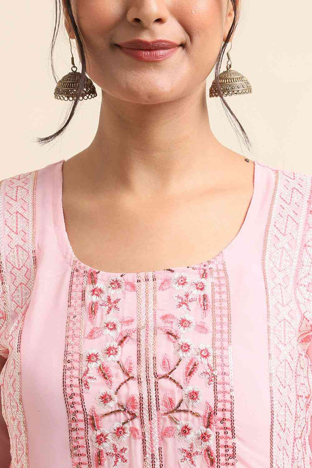 Baby Pink Faux Georgette Pakistani Suit