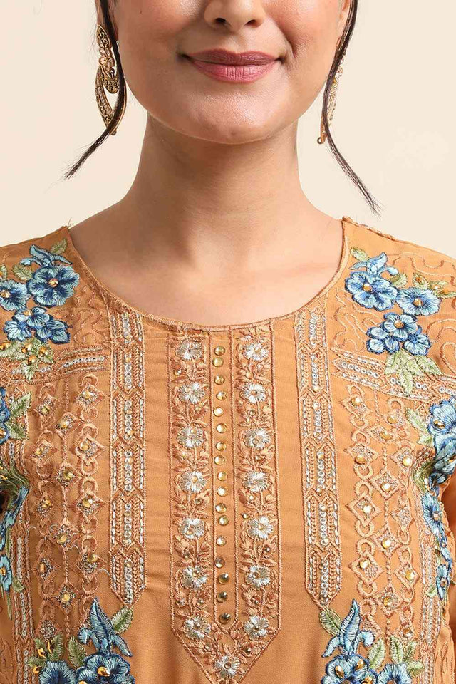 Mustard Faux Georgette Pakistani Suit