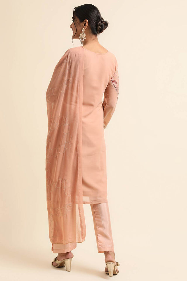 Peach Faux Georgette Pakistani Suit