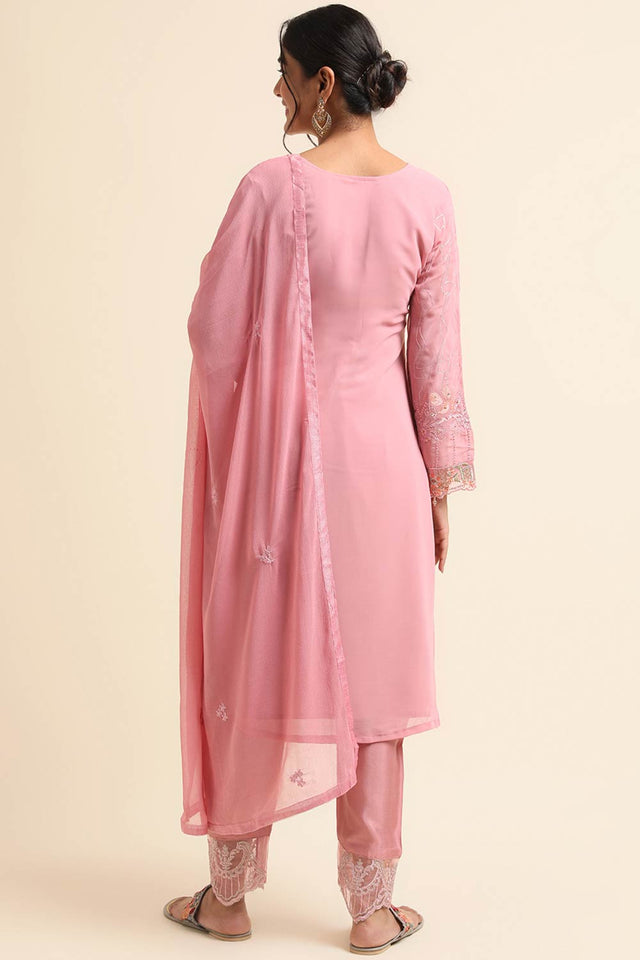 Pink Faux Georgette Pakistani Suit