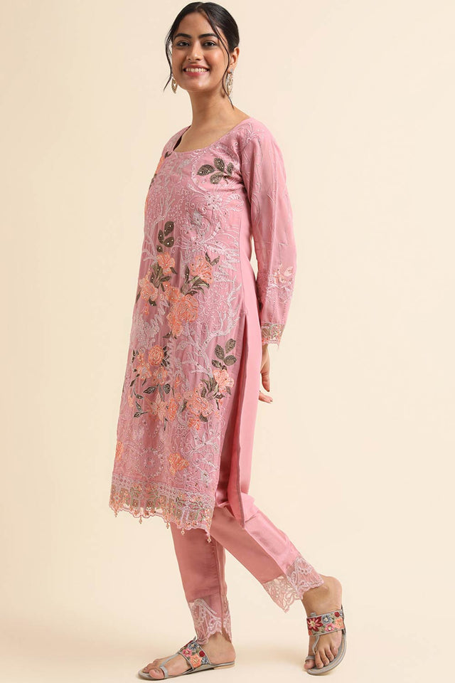 Pink Faux Georgette Pakistani Suit
