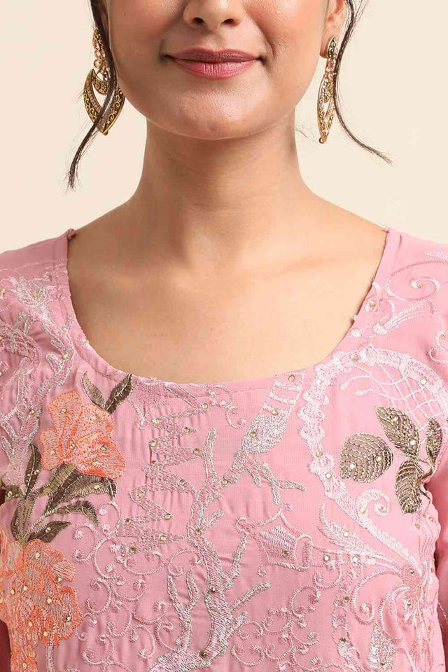 Pink Faux Georgette Pakistani Suit