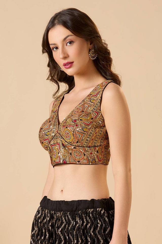 Black Embroidered Georgette Blouse
