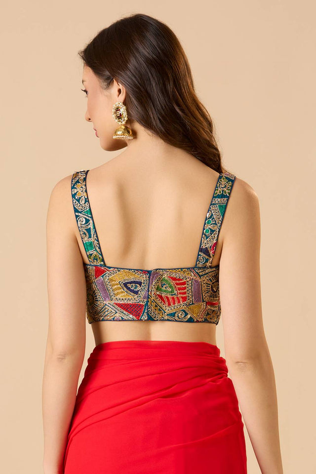 Blue Embroidered Georgette Blouse