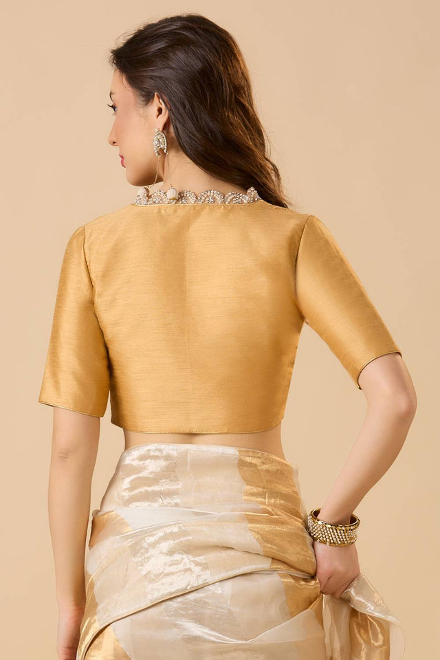 Gold Solid Silk Blouse