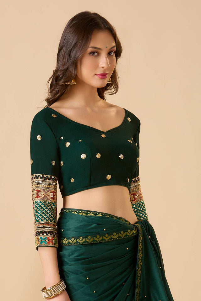 Green Embroidered Georgette Blouse
