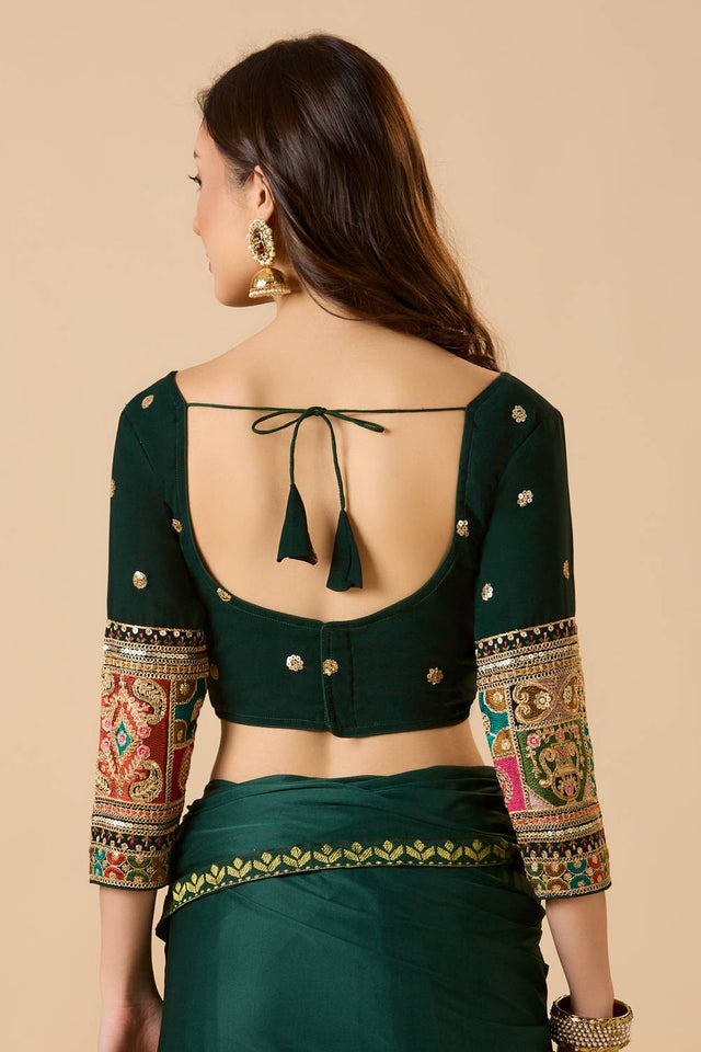 Green Embroidered Georgette Blouse