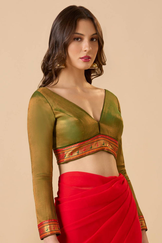 Green Solid Tissue Blouse