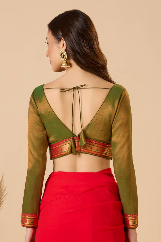 Green Solid Tissue Blouse