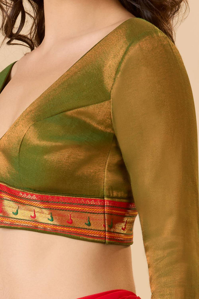 Green Solid Tissue Blouse