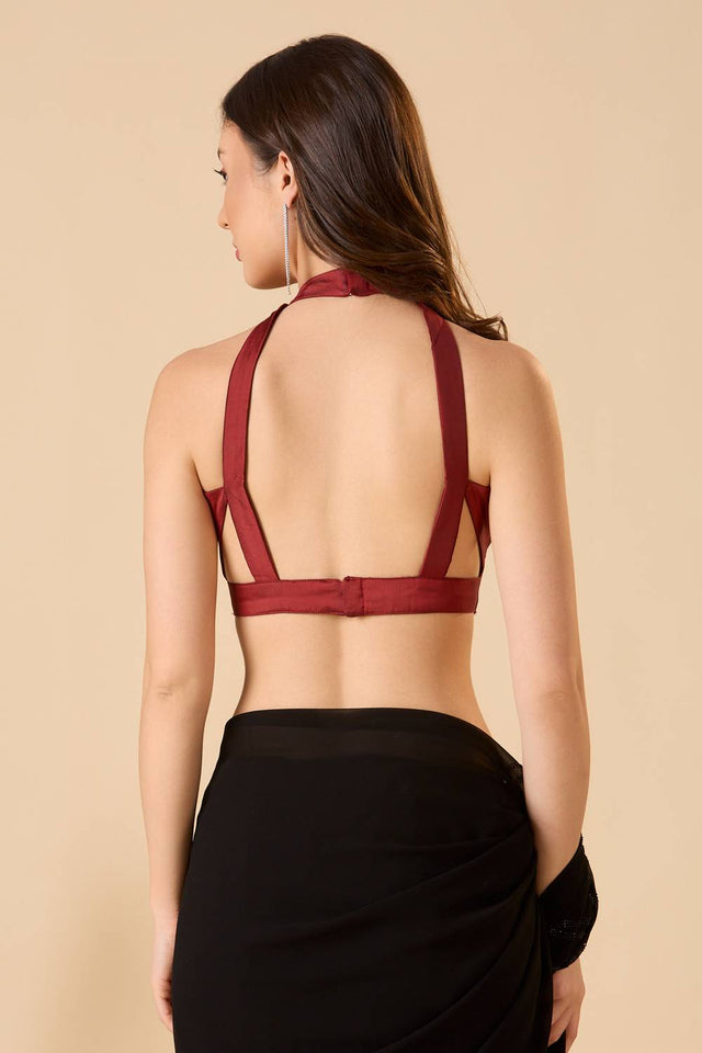 Maroon Solid Silk Blouse