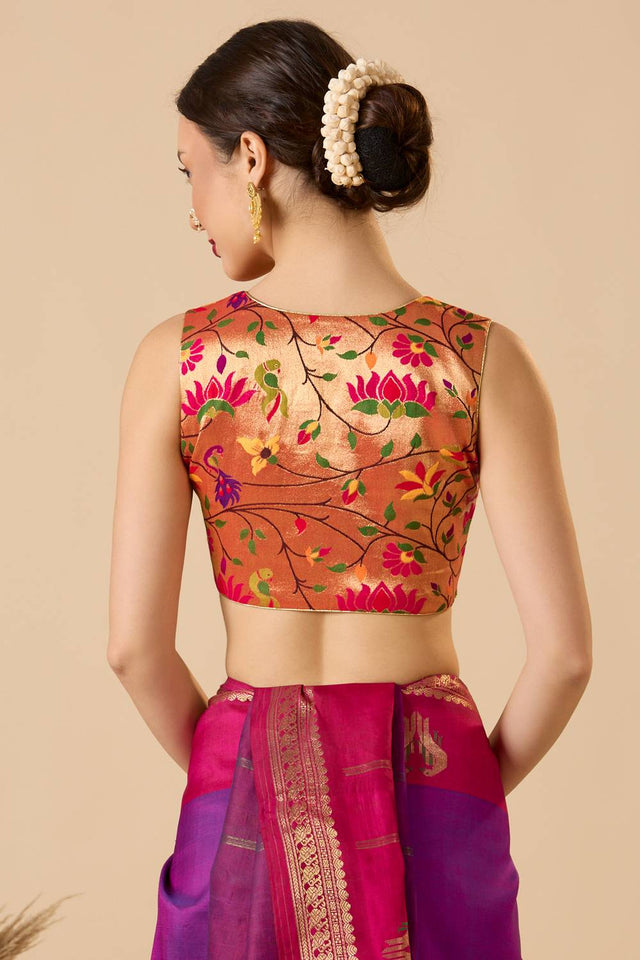 Multi Color Woven Silk Blouse