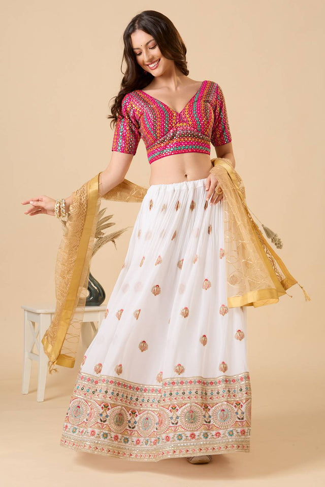 Multi Color Embroidered Georgette Blouse
