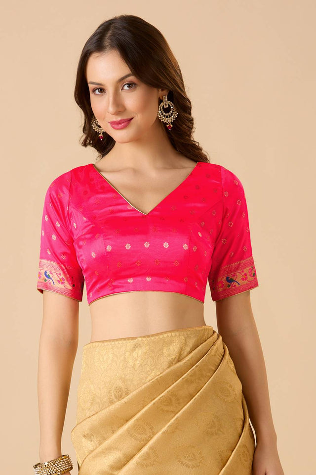 Pink Woven Silk Blouse