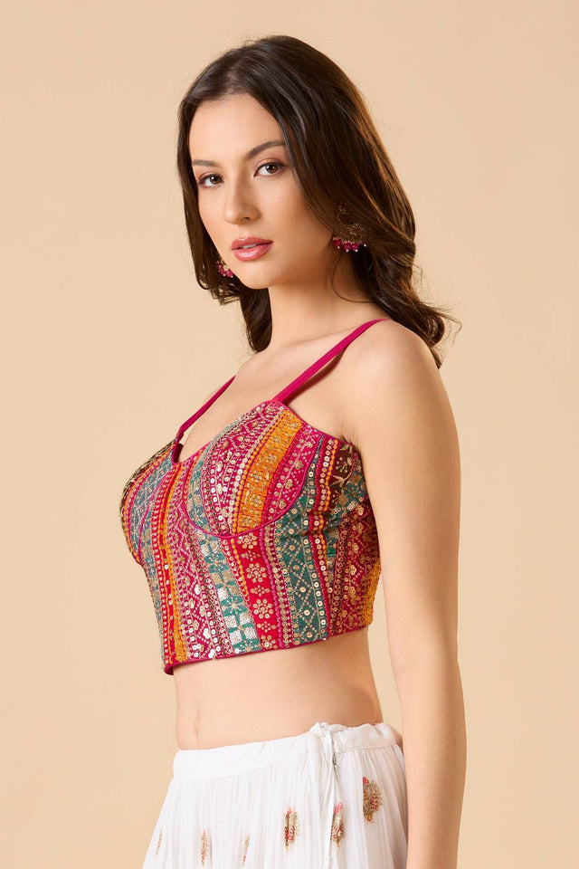 Pink Embroidered Georgette Blouse