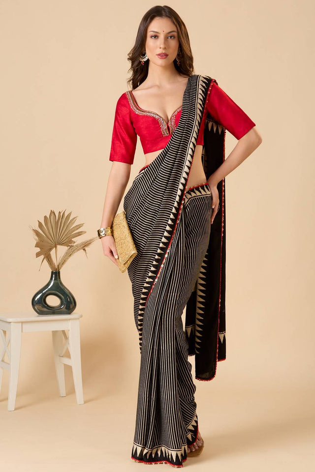 Red Solid Silk Blouse