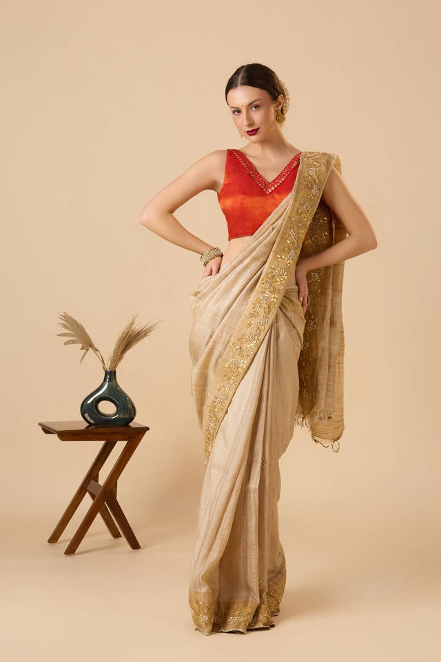 Red Solid Tissue Blouse