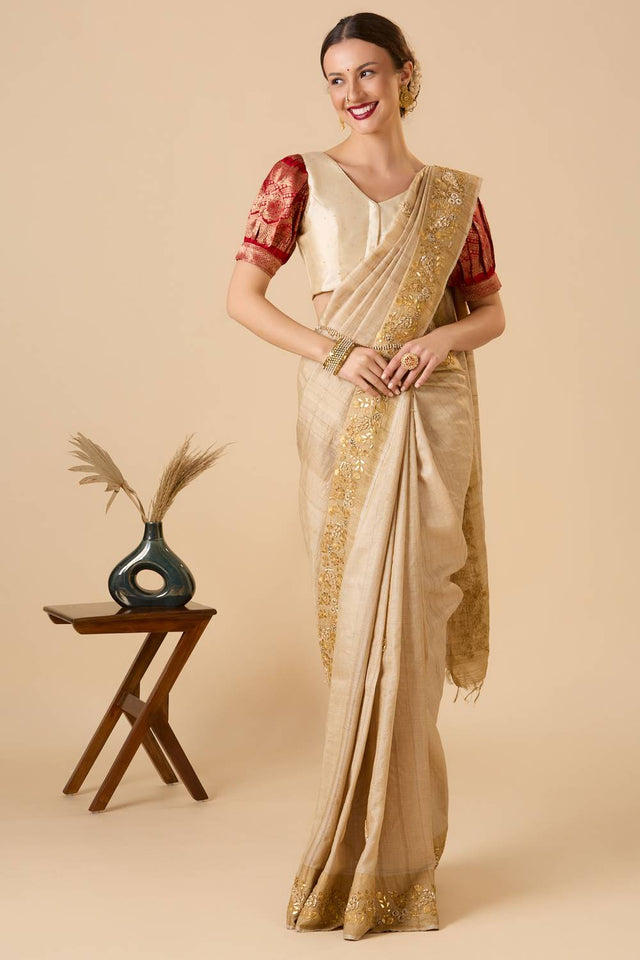 Red Woven Silk Blouse