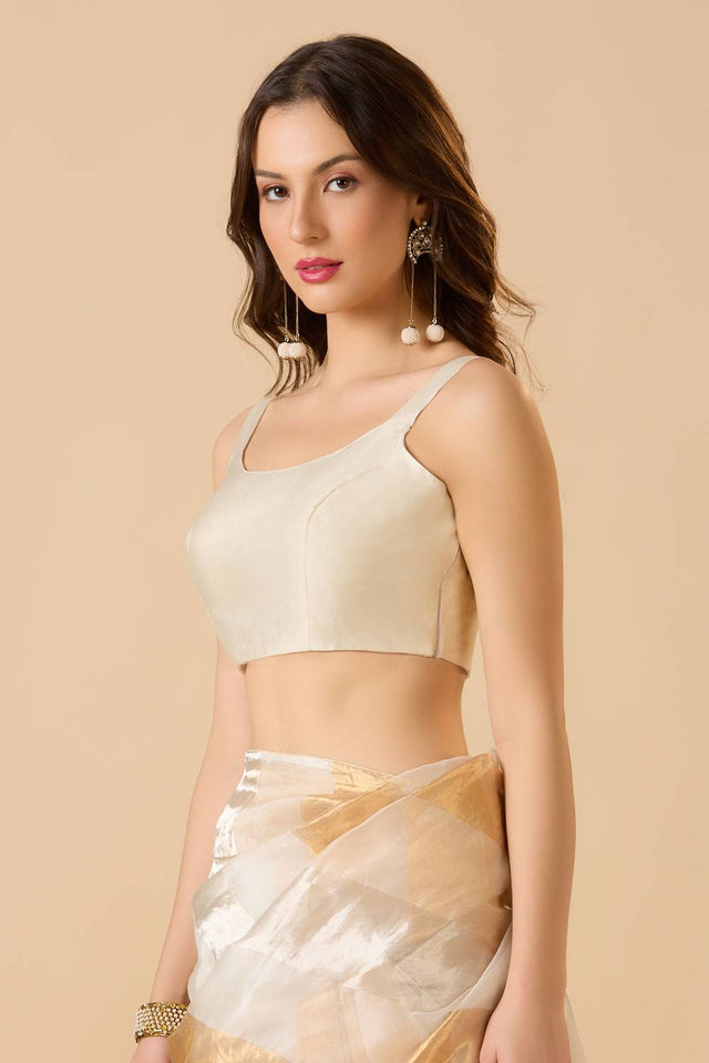 White Solid Silk Blouse