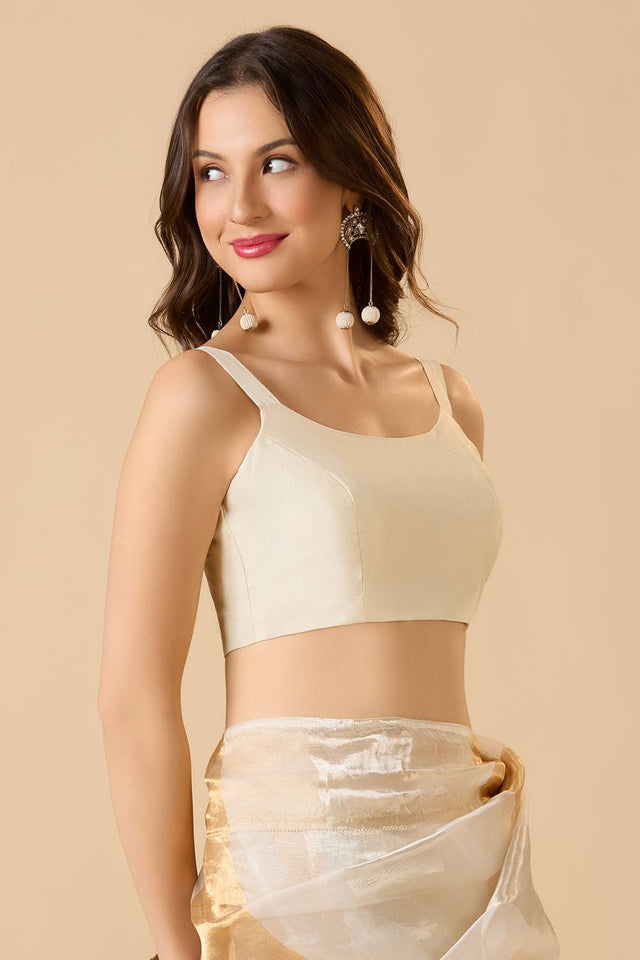 White Solid Silk Blouse