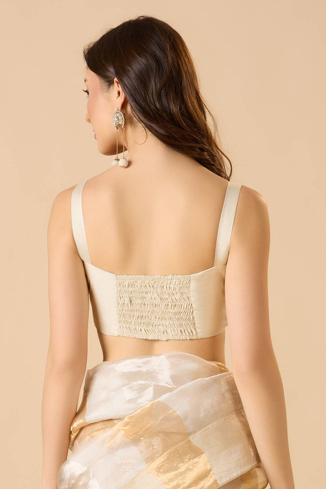 White Solid Silk Blouse