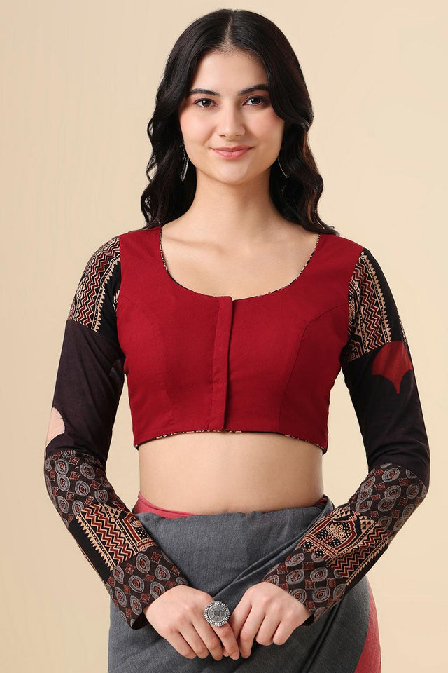 Maroon Printed Cotton Blouse (SUMR-001-MRON)