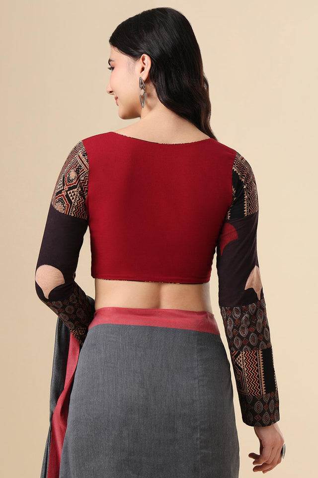 Maroon Printed Cotton Blouse (SUMR-001-MRON)
