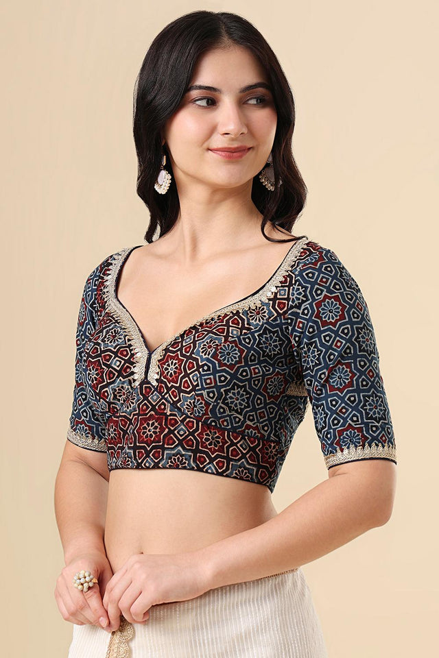 Blue Printed Cotton Blouse (SUMR-003-BLUE)