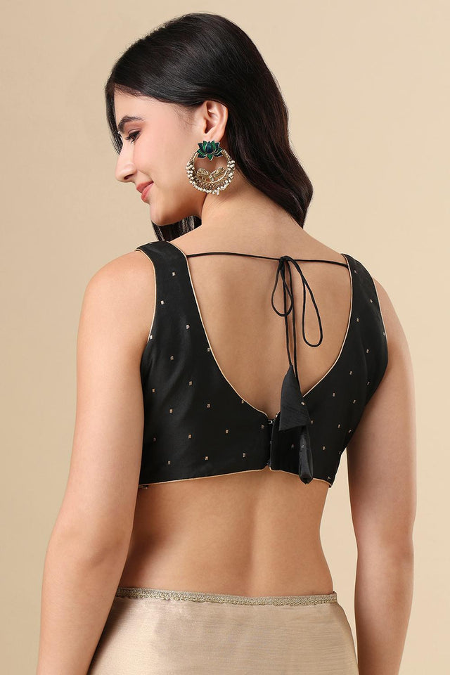 Black Woven Silk Blouse (SUMR-004-BLCK)