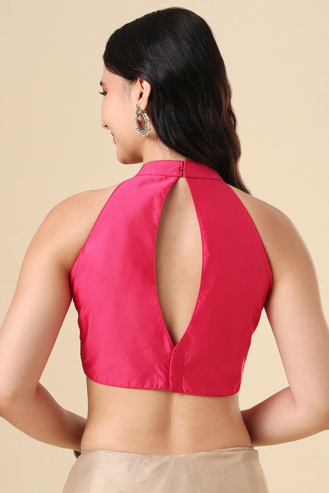 Pink Solid Silk Blouse (SUMR-016-PINK)