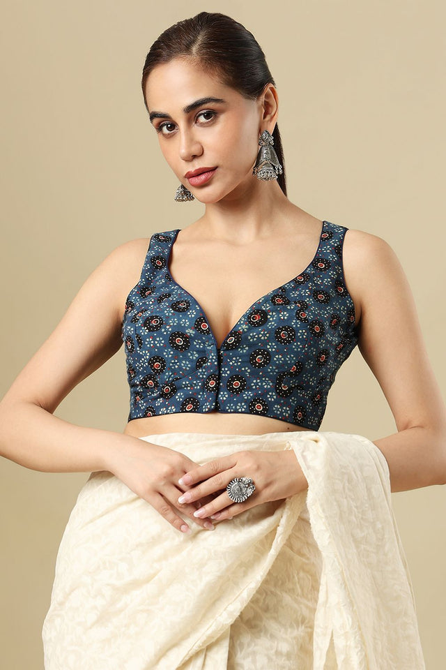 Blue Printed Cotton Blouse (SUMR-021-BLUE)