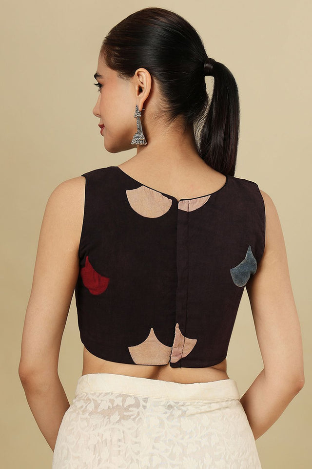 Black Printed Cotton Blouse (SUMR-027-BLCK)