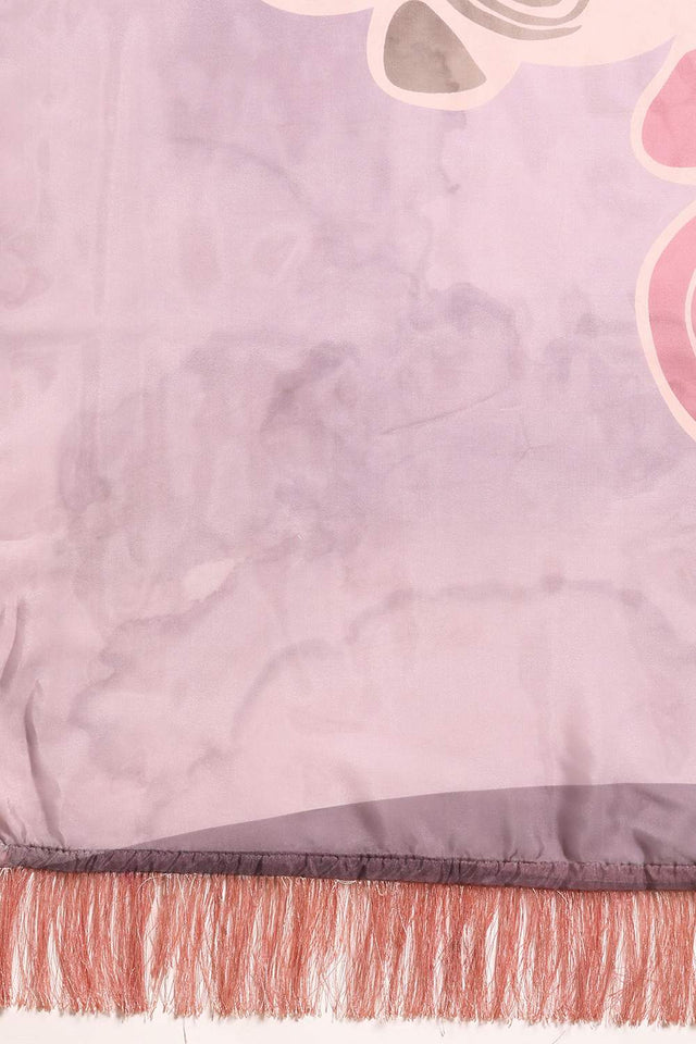 Orange Abstract Printed Silk Saree