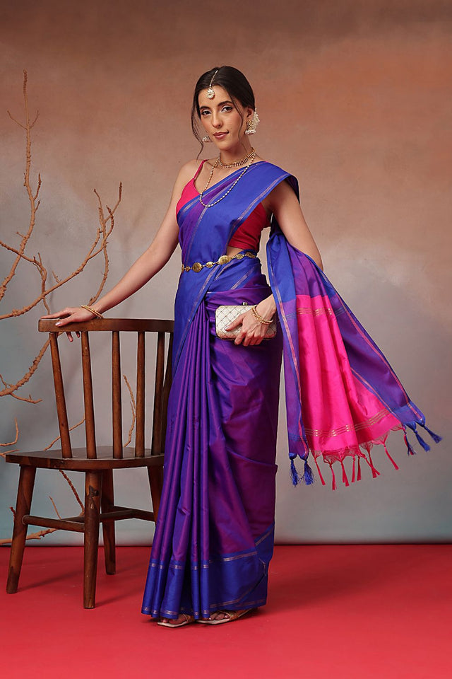 Blue Solid Art Silk Saree (SZ-AURA8-BU-3170)