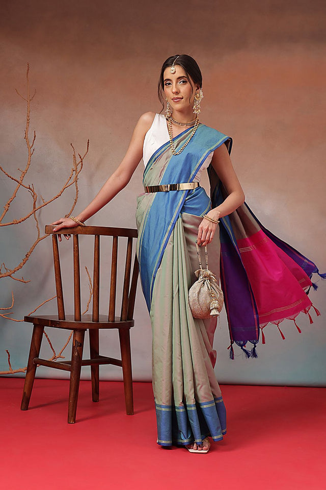 Multi Color Solid Art Silk Saree (SZ-AURA8-MUL-3171)