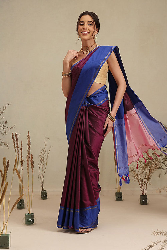 Violet Solid Art Silk Saree (SZ-AURA8-PP-3165)