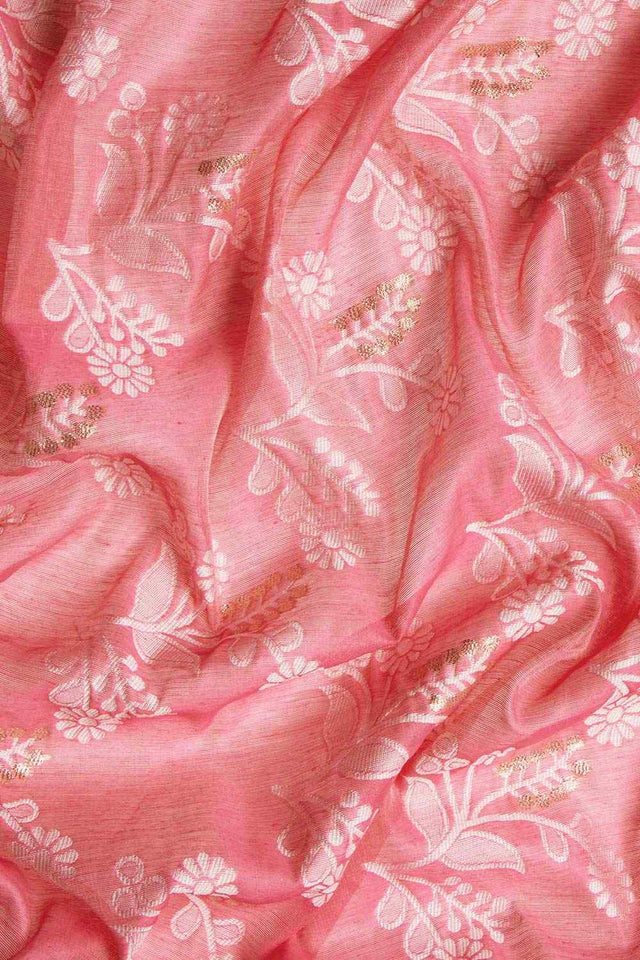 Peach Cotton Floral Saree