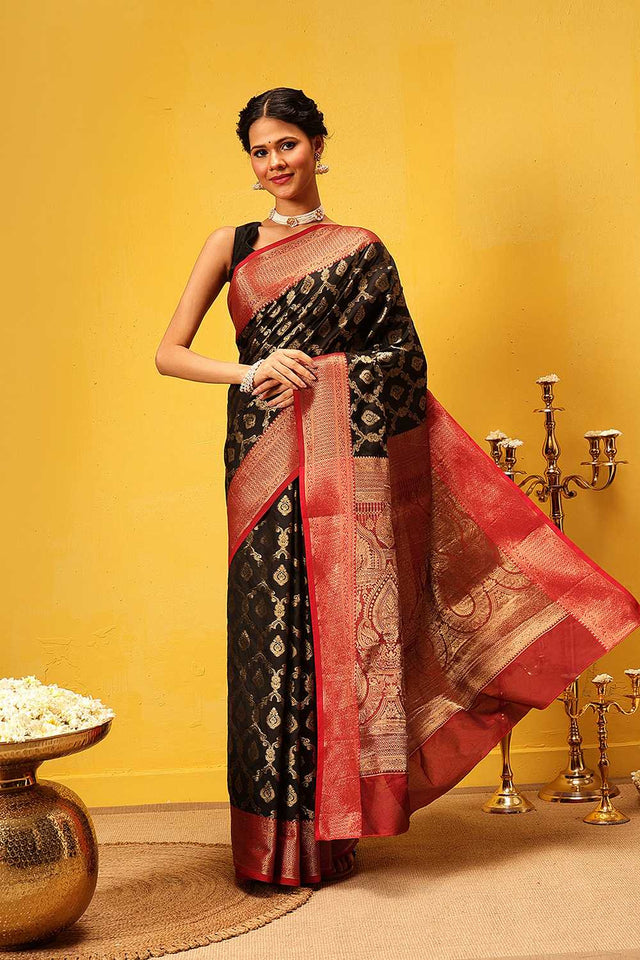 Black Zari Woven Silk Saree