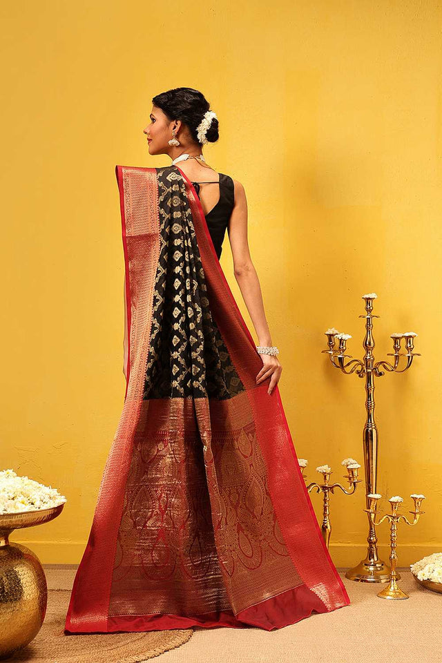 Black Zari Woven Silk Saree