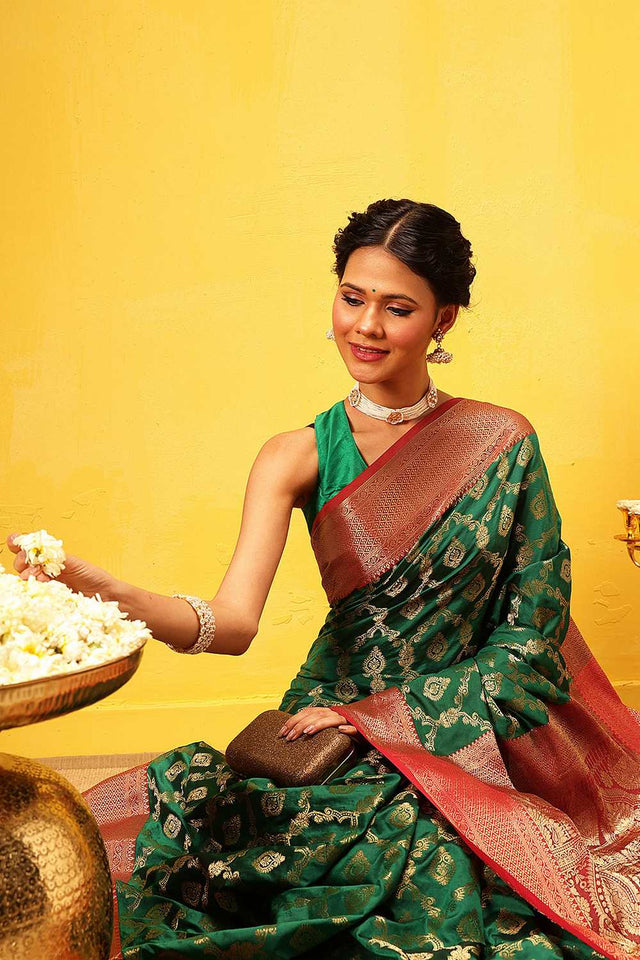 Green Zari Woven Silk Saree