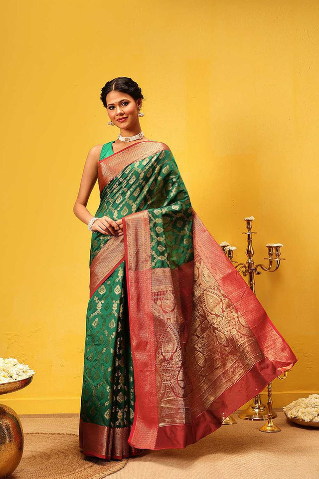 Green Zari Woven Silk Saree