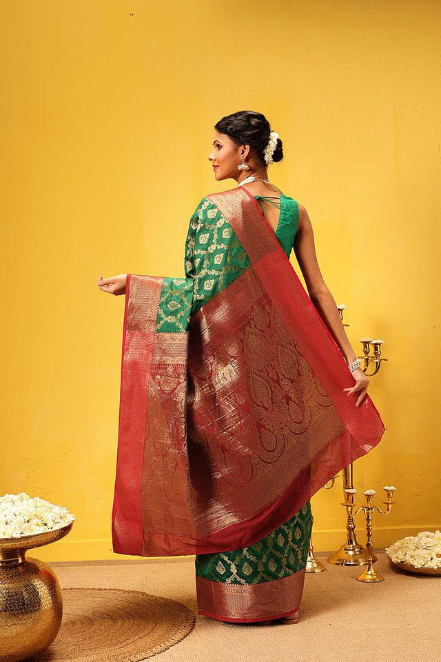 Green Zari Woven Silk Saree