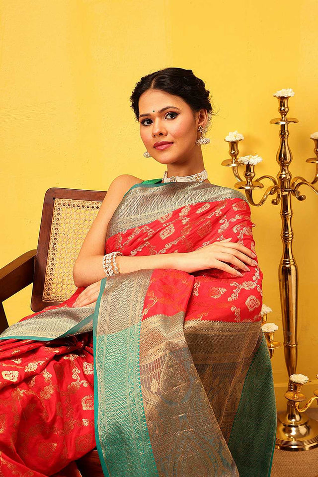 Red Zari Woven Silk Saree