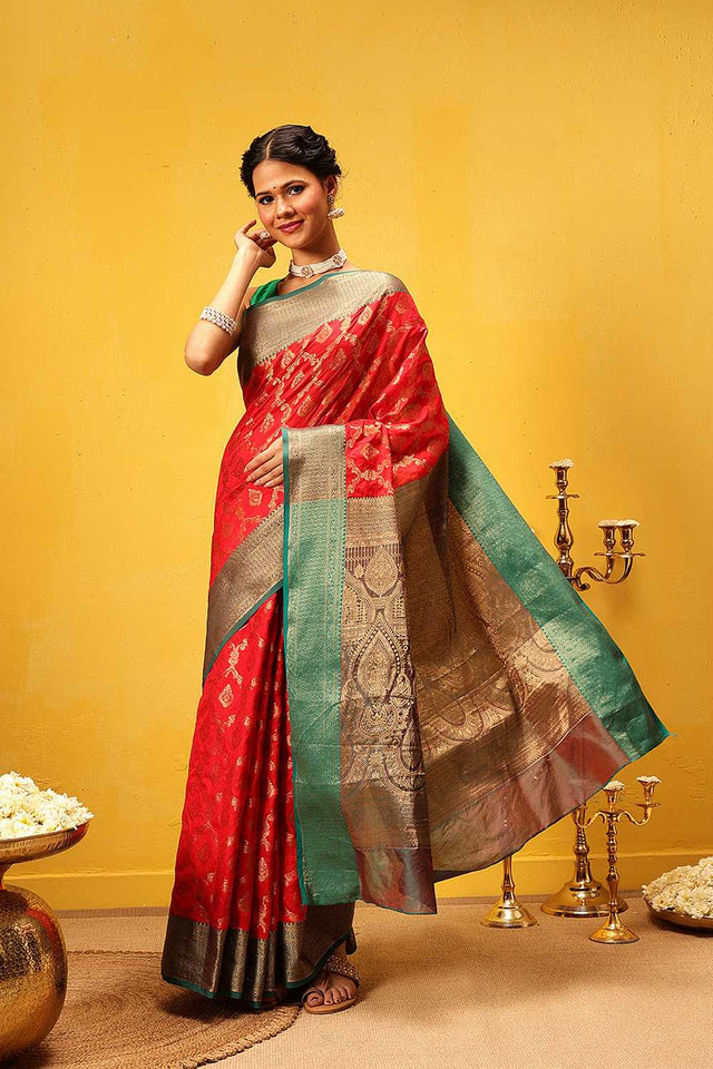 Red Zari Woven Silk Saree