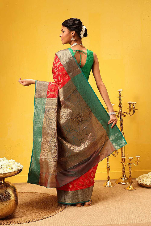 Red Zari Woven Silk Saree