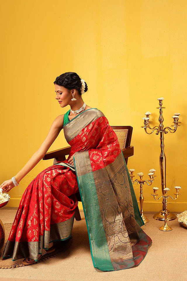 Red Zari Woven Silk Saree