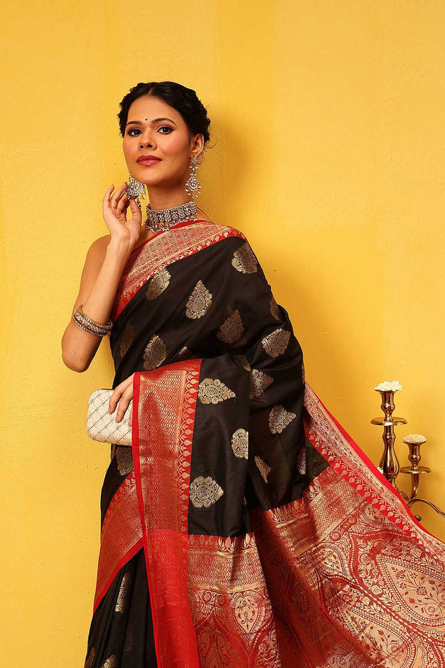 Black Zari Woven Silk Saree