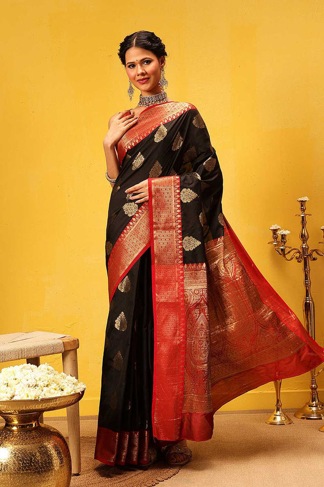 Black Zari Woven Silk Saree